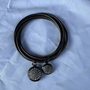 Rhodium Rolling bracelet with crystal ornaments- runs very small